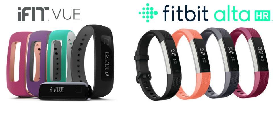 iFit Vue and FitBit Alta HR device trackers, side by side