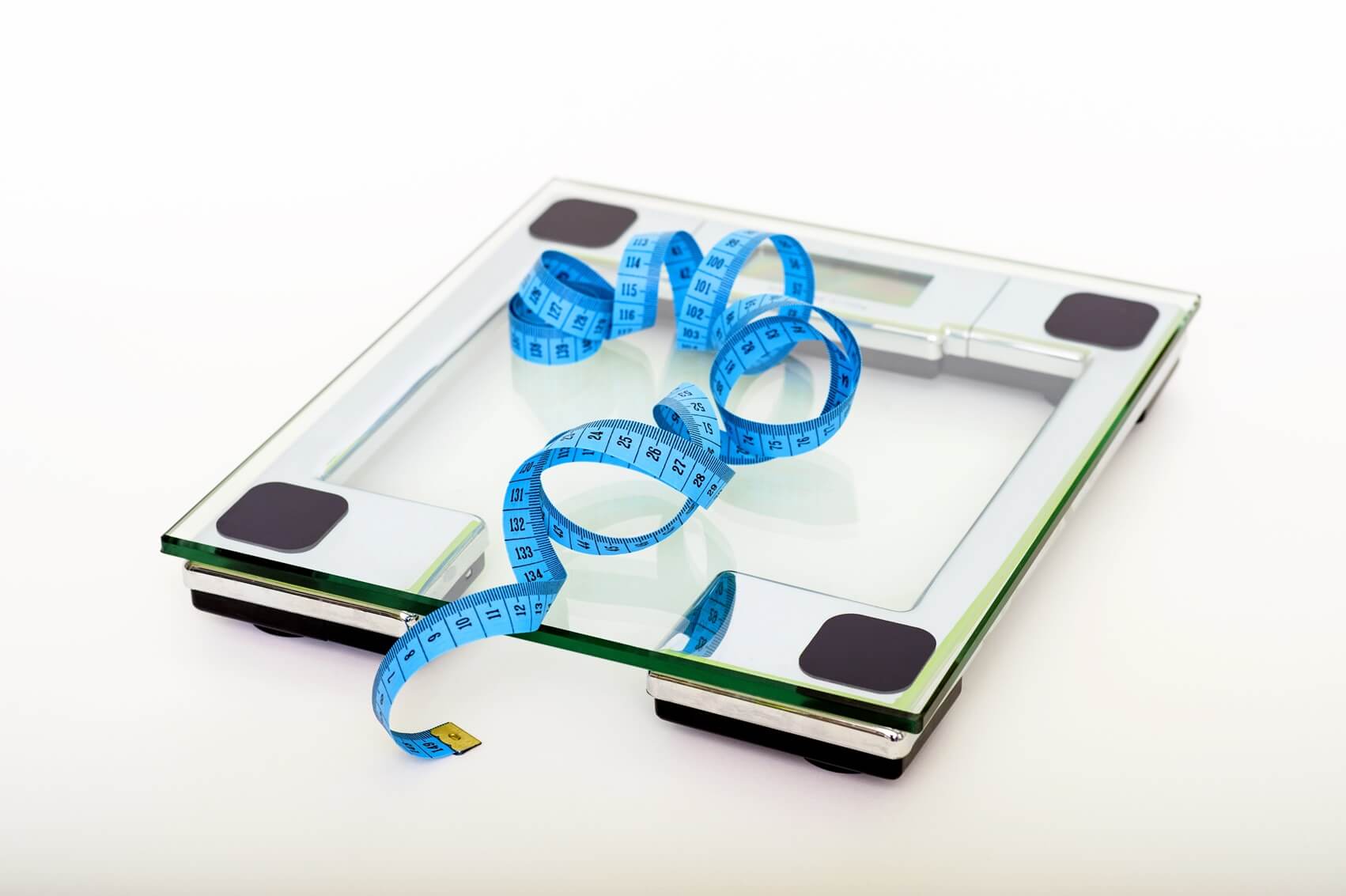 clear scale with blue measuring tape