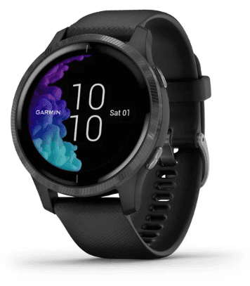 Garmin Venu - Slate Stainless Steel with Black Case and Silicone Band