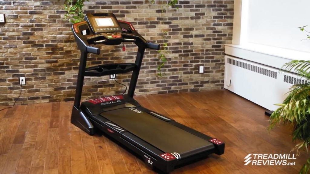 Front view of the Sole F63 treadmill